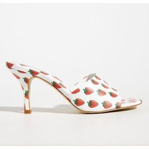 Larroudé | NWOB Colette Mule Sandals White Strawberry Print Leather 11